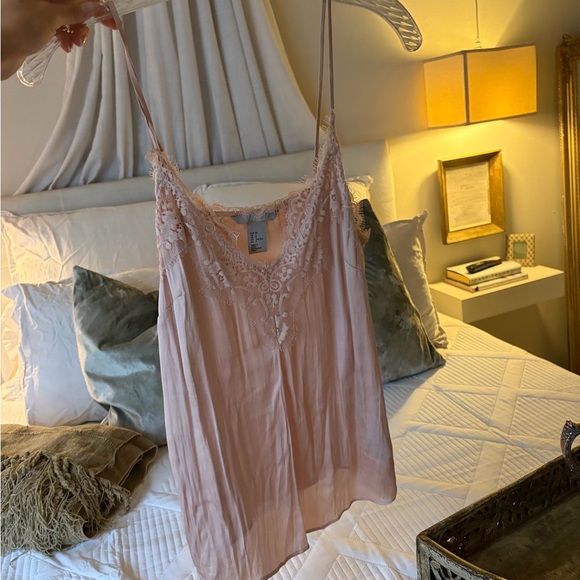 H&M Tops - H&M Blush Pink Lace-Trim Satin Chemise